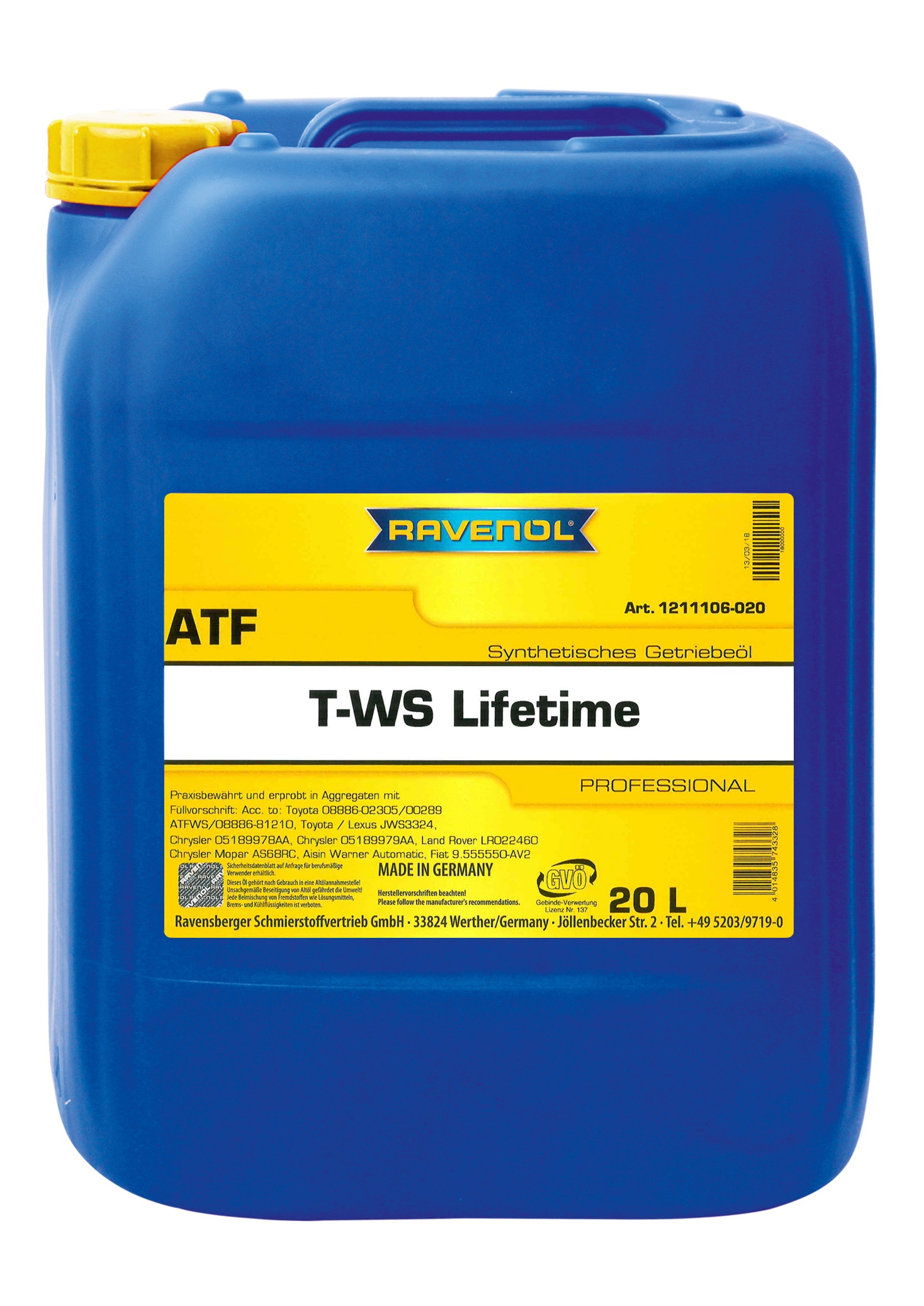 RAVENOL ATF T-WS｜トヨタWS・アイシンAW-1推奨適合 ロングライフATF